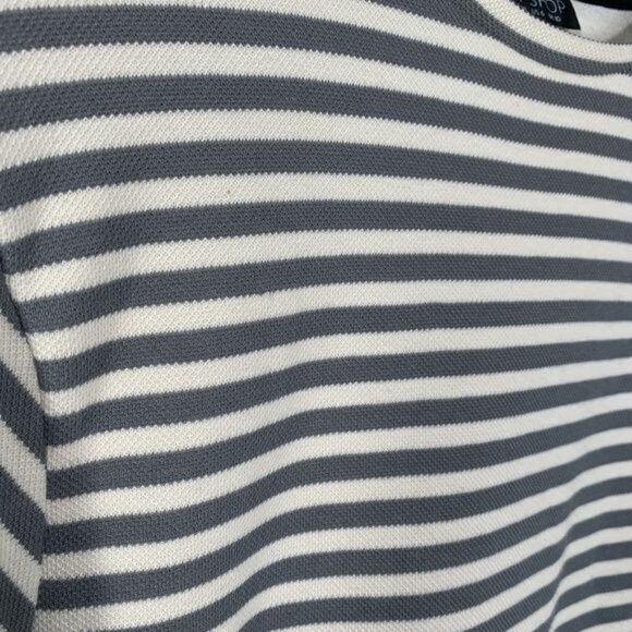 Topshop Gray Cream Striped Mini Shift Dress Women’s 6 - Picture 9 of 11